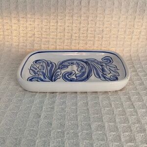 Blue & White Design Ceramic Soap Dish Made In Portugal
